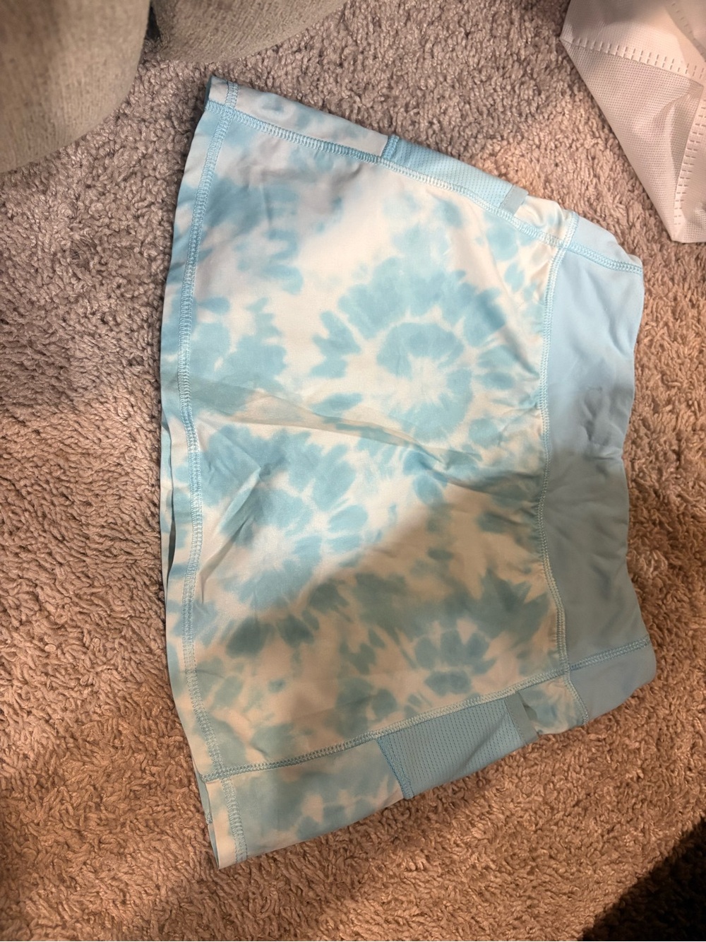 Girls Athleta Light Blue and White Tie-Dye Athletic Shorts 8/10M